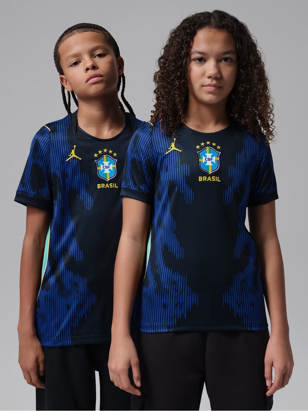 Brazil Kids' Blue/Black Football Jersey